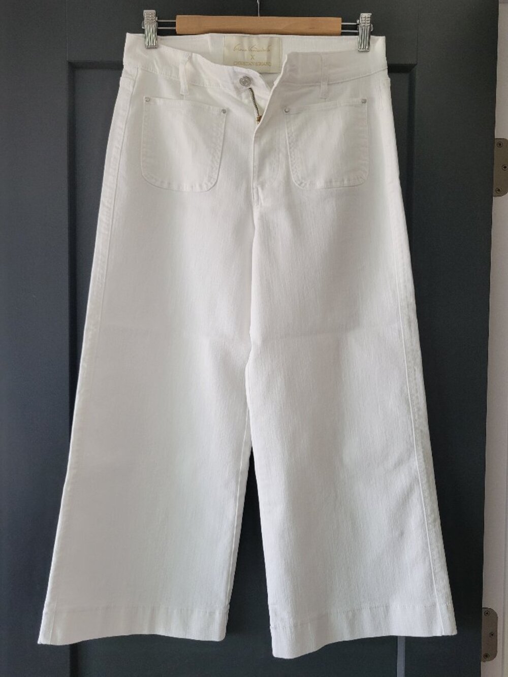 Women's Gloria Vanderbilt x Christian Siriano Patch Pocket Wide Leg Jeans White